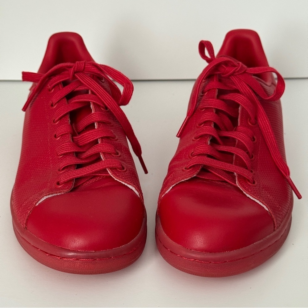 Adidas Stan Smith ART S80248 Scarlett Red Leather Embossed Sneakers Size 10.5 - Picture 7 of 11